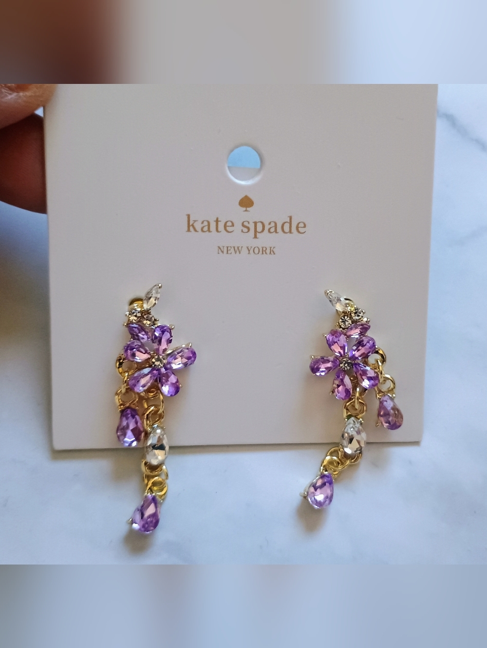 Kate Spade Dangling Purple Floral Earrings